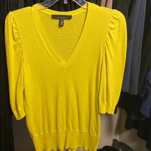 White House Black Market yellow V-Neck Sweater medium - Picture 1 of 3